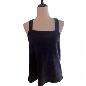 MADEWELL~100% LINEN CROSS-BACK SLEEVELESS NAVY SHIRT
